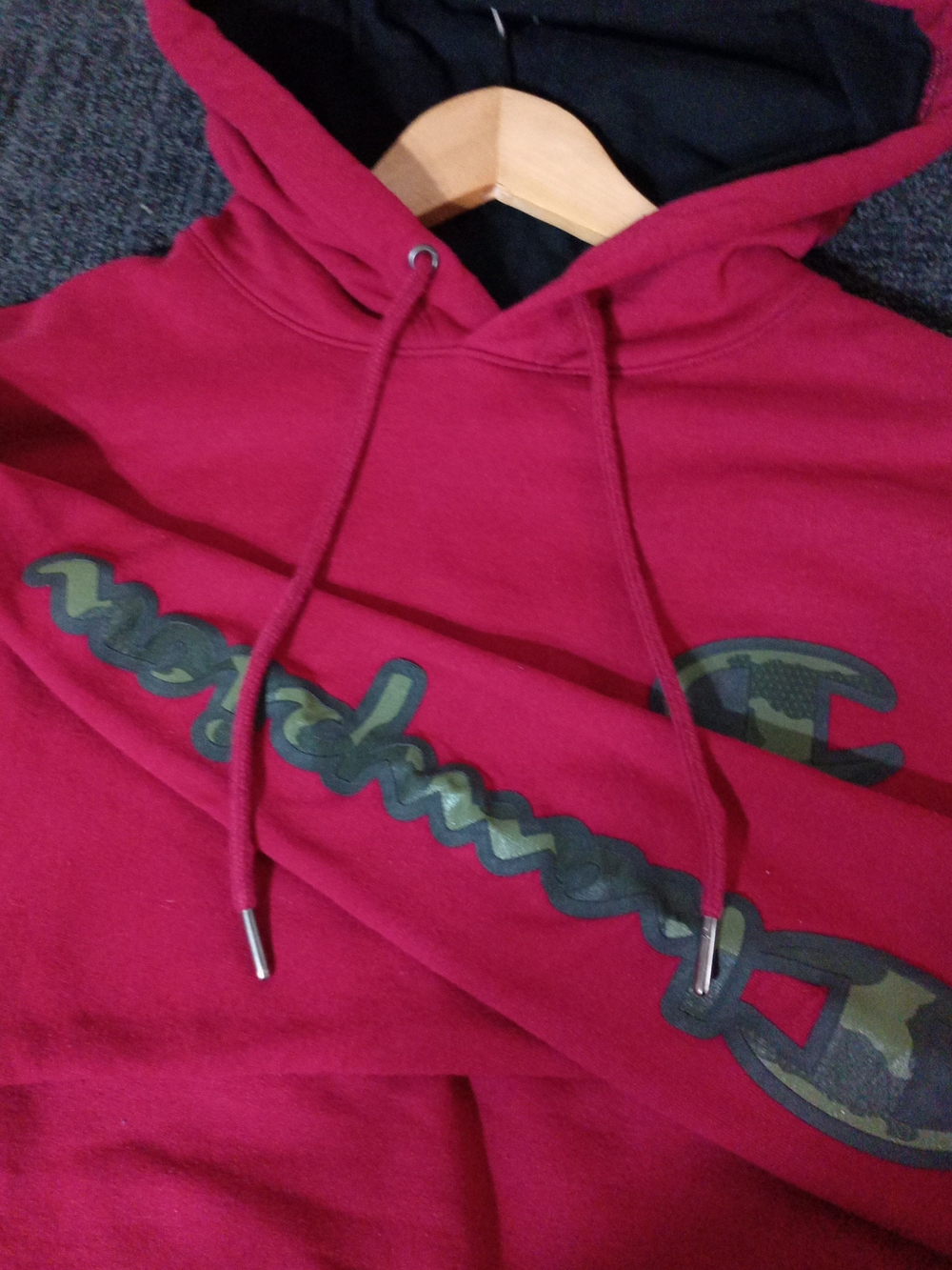 Champion Men’s Maroon Hoodie with Camo Logo